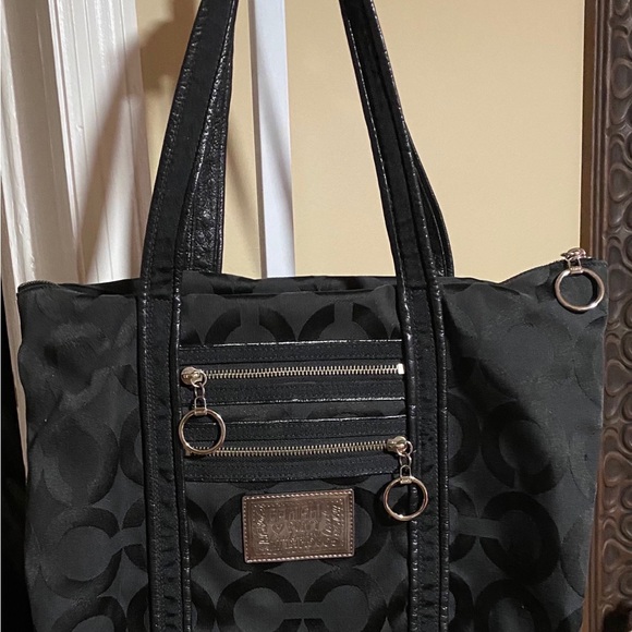 Authentic Coach Poppy Glam Black Signature Tote Bag — a fun Y2K 